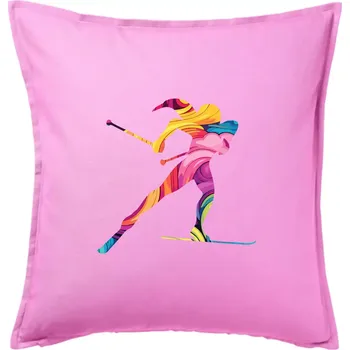 Polštář Barevná běžkařka - Polštář 50x50 - 50x50 - Pouze potah ( Růžová )