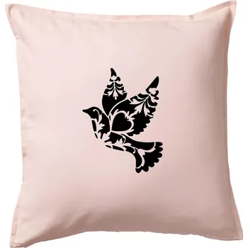 Polštář Ptáček vzorovaný - Polštář 50x50 - 50x50 - Pouze potah ( Světle růžová )