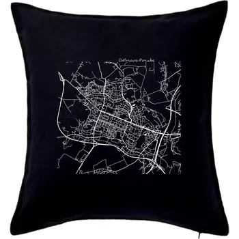 Polštář Mapy měst černobílé Ostrava Poruba - Polštář 50x50 - 50x50 - Pouze potah ( Černá )
