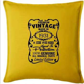 Polštář Vintage Etiketa - 1931 - Polštář 50x50 - 50x50 - Pouze potah ( Žlutá )