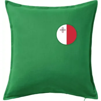 Polštář Vlajka Malta kulatá na prso - Polštář 50x50 - 50x50 - Pouze potah ( Středně zelená )
