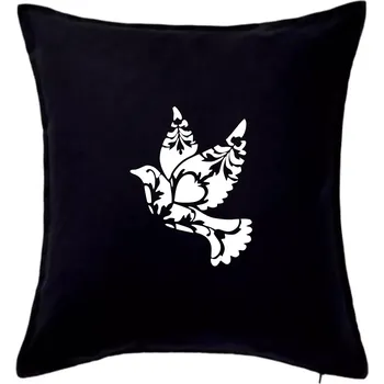 Polštář Ptáček vzorovaný - Polštář 50x50 - 50x50 - Pouze potah ( Černá )