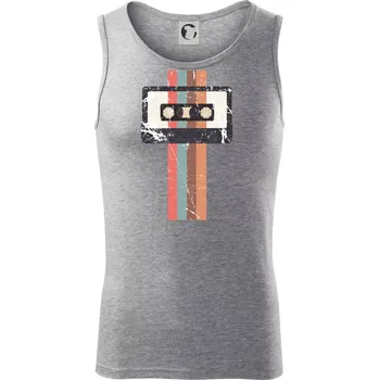 Retro kazeta - pruhy - Tílko pánské Core - L ( Tmavě šedý melír )