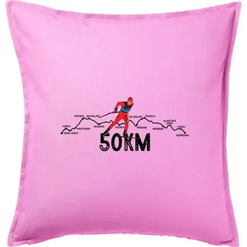 Polštář 50km po Jizerkách - Polštář 50x50 - 50x50 - Pouze potah ( Růžová )