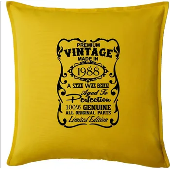 Polštář Vintage Etiketa - 1988 - Polštář 50x50 - 50x50 - Pouze potah ( Žlutá )