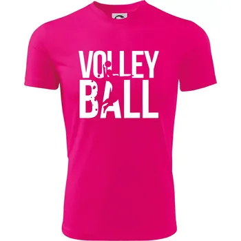 Chlapecké tričko Volleyball nápis - Dětské triko sportovní (dresovina) - 158 cm/12 let ( Neon Pink )