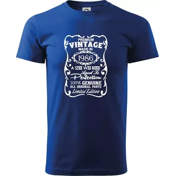 Vintage Etiketa - 1986 - Triko extra velké (5-8XL) - 7XL ( Královská modrá )