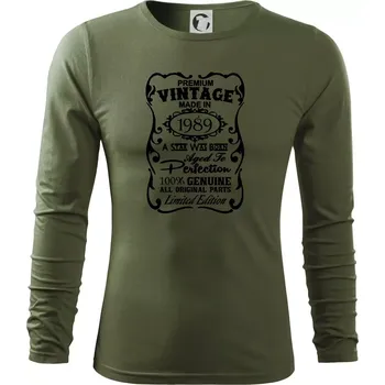 Pánské oblečení Vintage Etiketa - 1989 - Triko s dlouhým rukávem FIT-T long sleeve - S ( Khaki )