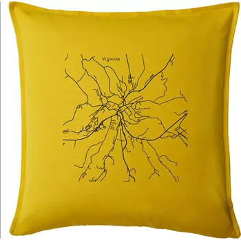 Polštář Černobílá mapa Vizovice - Polštář 50x50 - 50x50 - Pouze potah ( Žlutá )