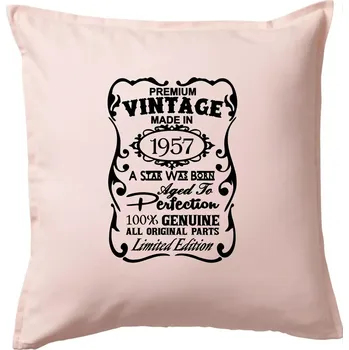 Polštář Vintage Etiketa - 1957 - Polštář 50x50 - 50x50 - Pouze potah ( Světle růžová )