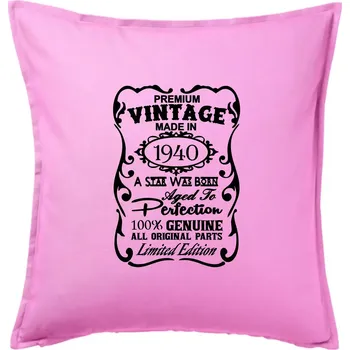 Polštář Vintage Etiketa - 1940 - Polštář 50x50 - 50x50 - Pouze potah ( Růžová )