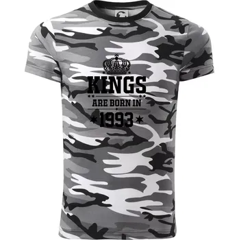 Kings are born in 1993 - Army CAMOUFLAGE - M ( Šedý maskáč )