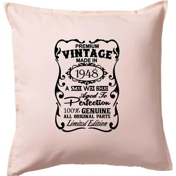 Polštář Vintage Etiketa - 1948 - Polštář 50x50 - 50x50 - Pouze potah ( Světle růžová )