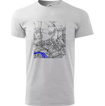 Pánské tričko Praha 18200 - Mapa s vodními toky - Triko extra velké (5-8XL) - 8XL ( Světlešedý Melír )