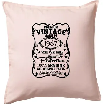 Polštář Vintage Etiketa - 1987 - Polštář 50x50 - 50x50 - Pouze potah ( Světle růžová )