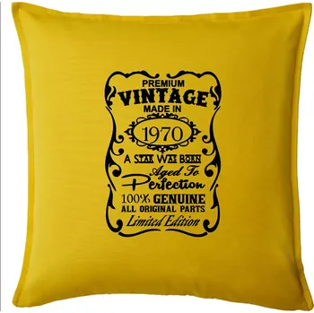 Polštář Vintage Etiketa - 1970 - Polštář 50x50 - 50x50 - Pouze potah ( Žlutá )