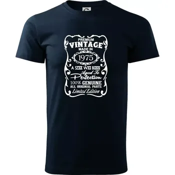 Pánské tričko Vintage Etiketa - 1975 - Triko extra velké (5-8XL) - 8XL ( Námořní modrá (velmi tmavá - téměř černá) )