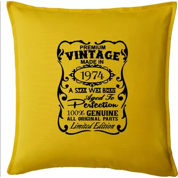 Polštář Vintage Etiketa - 1974 - Polštář 50x50 - 50x50 - Pouze potah ( Žlutá )