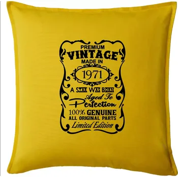 Polštář Vintage Etiketa - 1971 - Polštář 50x50 - 50x50 - Pouze potah ( Žlutá )