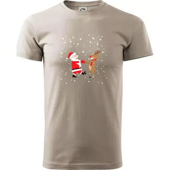 Pánské tričko Tancující Santa a sob - Klasické pánské triko vyšší gramáže - XS ( Ledově šedá )