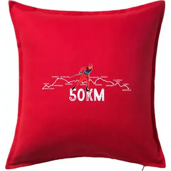 Polštář 50km po Jizerkách - Polštář 50x50 - 50x50 - Pouze potah ( Červená )