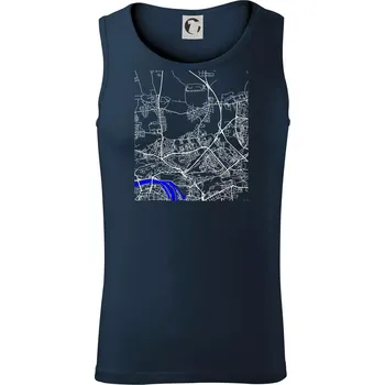 Praha 18200 - Mapa s vodními toky - Tílko pánské Core - 2XL ( Námořní modrá (velmi tmavá - téměř černá) )