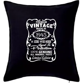 Polštář Vintage Etiketa - 1945 - Polštář 50x50 - 50x50 - Pouze potah ( Černá )