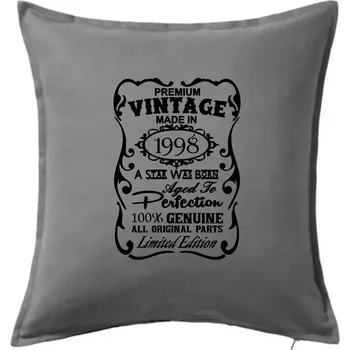Polštář Vintage Etiketa - 1998 - Polštář 50x50 - 50x50 - Pouze potah ( Tmavě šedý melír )