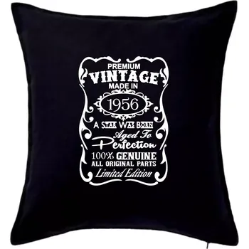 Polštář Vintage Etiketa - 1956 - Polštář 50x50 - 50x50 - Pouze potah ( Černá )