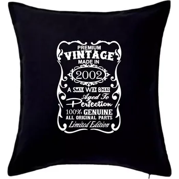 Polštář Vintage Etiketa - 2002 - Polštář 50x50 - 50x50 - Pouze potah ( Černá )