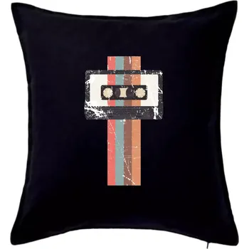 Polštář Retro kazeta - pruhy - Polštář 50x50 - 50x50 - Pouze potah ( Černá )