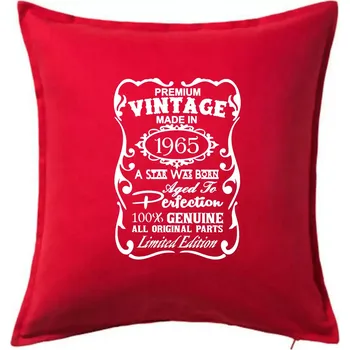 Polštář Vintage Etiketa - 1965 - Polštář 50x50 - 50x50 - Včetně výplně ( Červená )