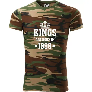 Pánské tričko Kings are born in 1998 - Army CAMOUFLAGE - 3XL ( Hnědý maskáč )