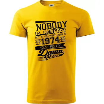 Pánské tričko Nobody is perfect - 1974 - Triko extra velké (5-8XL) - 8XL ( Žlutá )