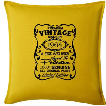 Polštář Vintage Etiketa - 1964 - Polštář 50x50 - 50x50 - Pouze potah ( Žlutá )