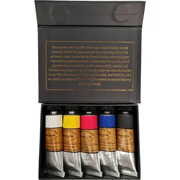 Olejová barva Charvin Paris Olejové barvy Extra Fine 5 ks Černý box Základní odstíny sada