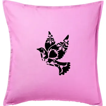 Polštář Ptáček vzorovaný - Polštář 50x50 - 50x50 - Pouze potah ( Růžová )