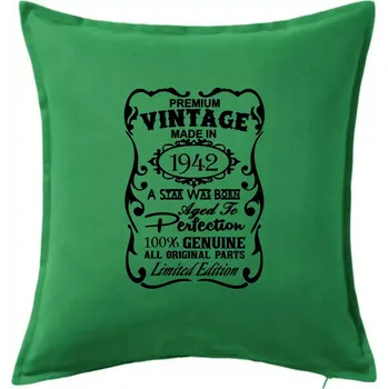 Polštář Vintage Etiketa - 1942 - Polštář 50x50 - 50x50 - Pouze potah ( Středně zelená )