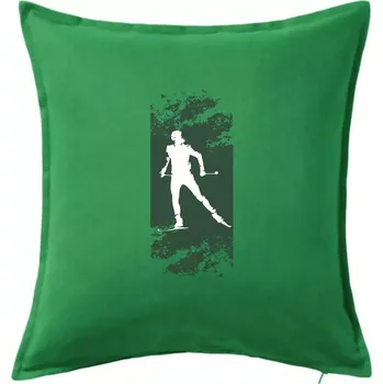 Polštář Běžkař splash - Polštář 50x50 - 50x50 - Včetně výplně ( Středně zelená )