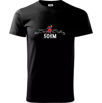 Pánské tričko 50km po Jizerkách - Triko extra velké (5-8XL) - 6XL ( Černá )