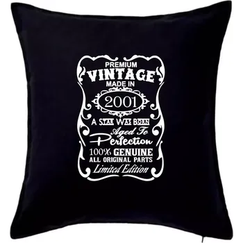 Polštář Vintage Etiketa - 2001 - Polštář 50x50 - 50x50 - Pouze potah ( Černá )