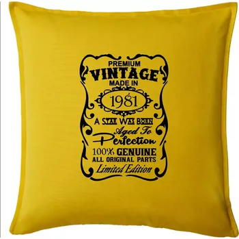 Polštář Vintage Etiketa - 1981 - Polštář 50x50 - 50x50 - Pouze potah ( Žlutá )