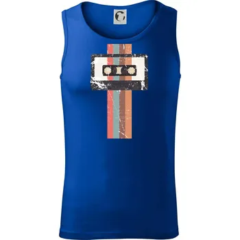 Retro kazeta - pruhy - Tílko pánské Core - L ( Královská modrá )