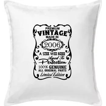 Polštář Vintage Etiketa - 2006 - Polštář 50x50 - 50x50 - Včetně výplně ( Bílá )