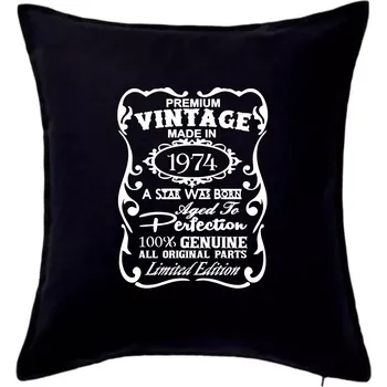 Polštář Vintage Etiketa - 1974 - Polštář 50x50 - 50x50 - Pouze potah ( Černá )