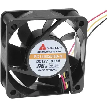 Domácí ventilátor YS TECH FD126025HB-N(2A7) axiální ventilátor, 12 V/DC, 42.66 m³/h, (d x š x v) 60 x 60 x 25 mm, FD126025HB-N(2A7)