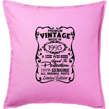 Polštář Vintage Etiketa - 1995 - Polštář 50x50 - 50x50 - Pouze potah ( Růžová )