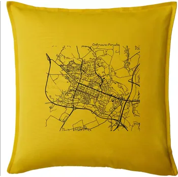 Polštář Mapy měst černobílé Ostrava Poruba - Polštář 50x50 - 50x50 - Pouze potah ( Žlutá )