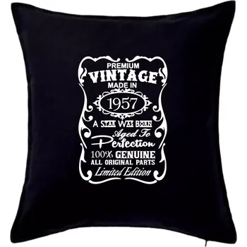 Polštář Vintage Etiketa - 1957 - Polštář 50x50 - 50x50 - Pouze potah ( Černá )