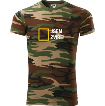 Pánské tričko Jsem zvíře obdelník - Army CAMOUFLAGE - S ( Hnědý maskáč )